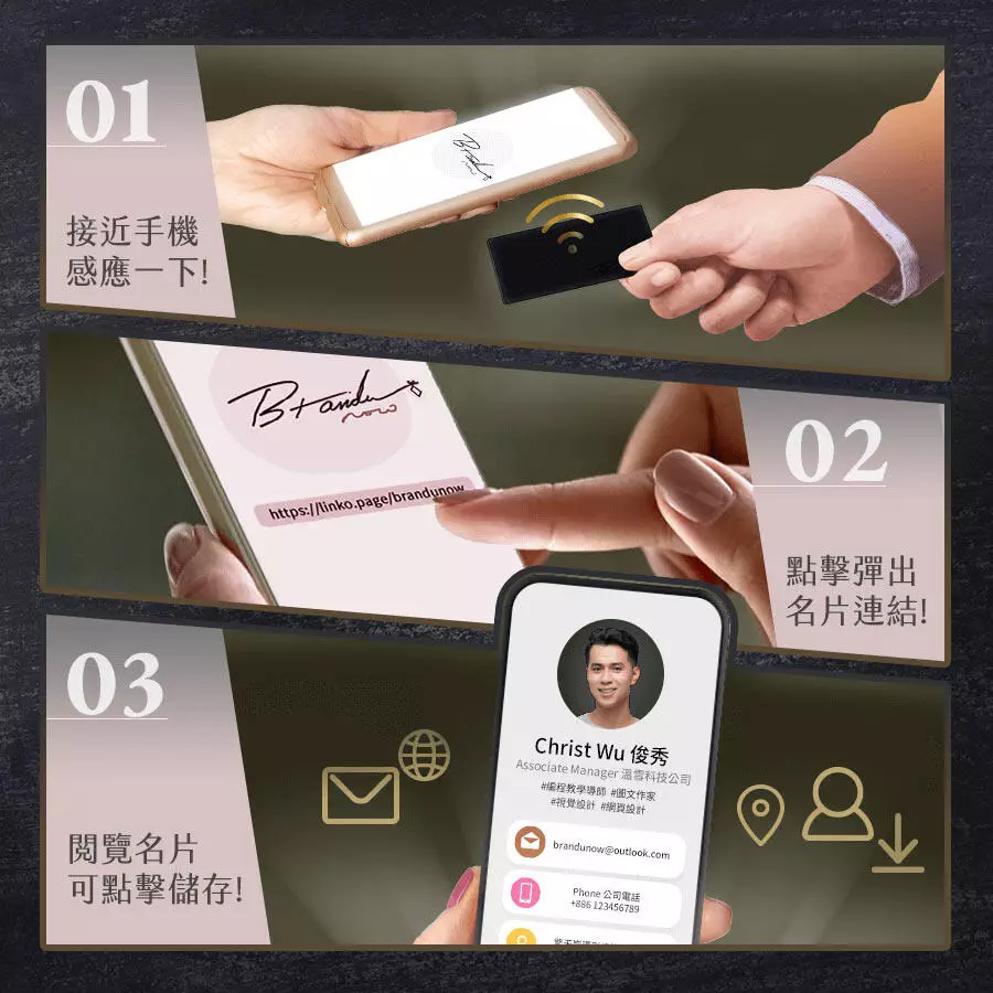 NFC感應式電子名片黑白配色